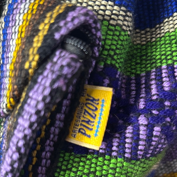 Striped Purple and Green tribal pull sack Backpack - Picture 2 of 16